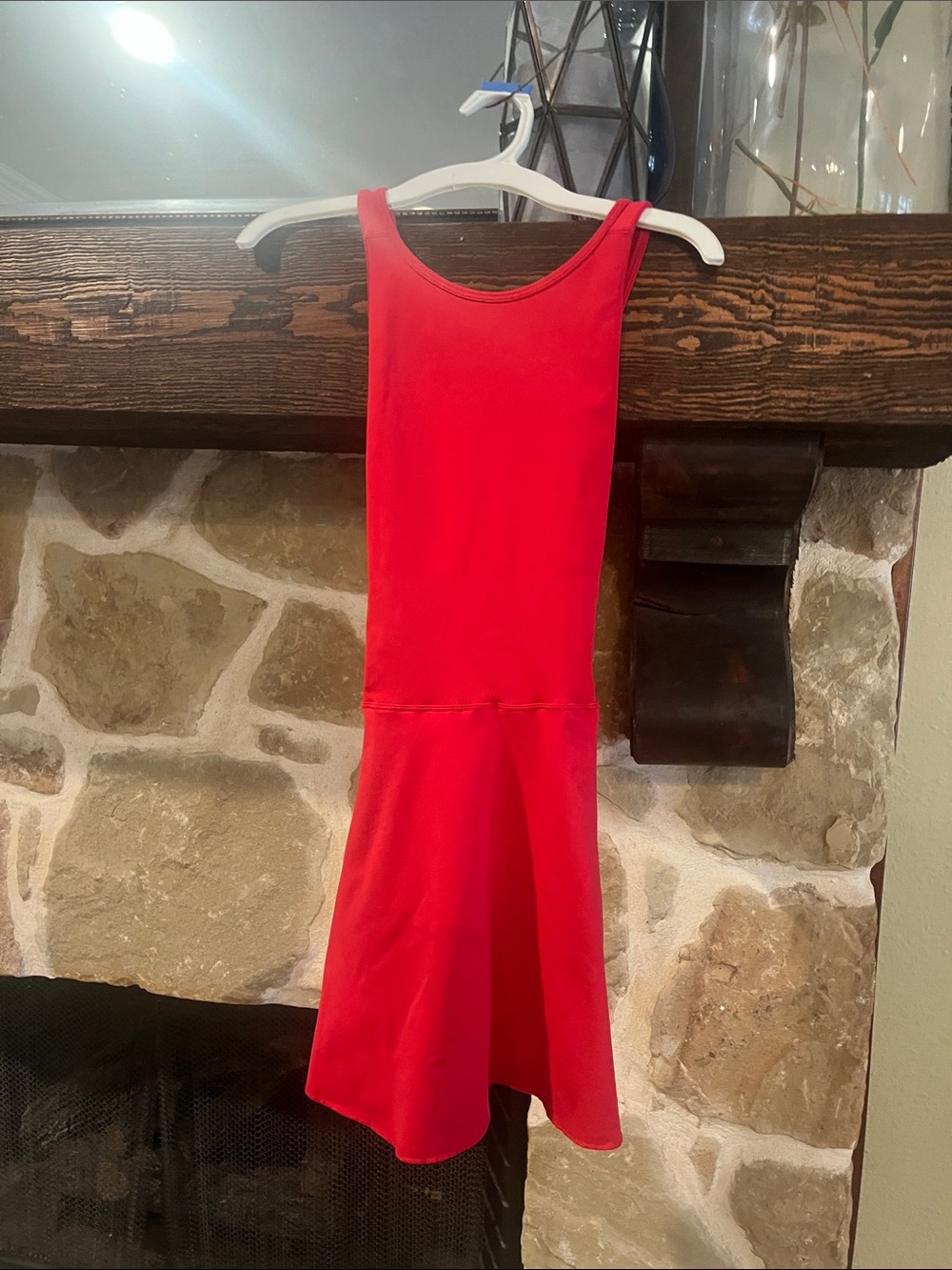 Fitted Red Sleeveless Mini Dress with Flared Skirt